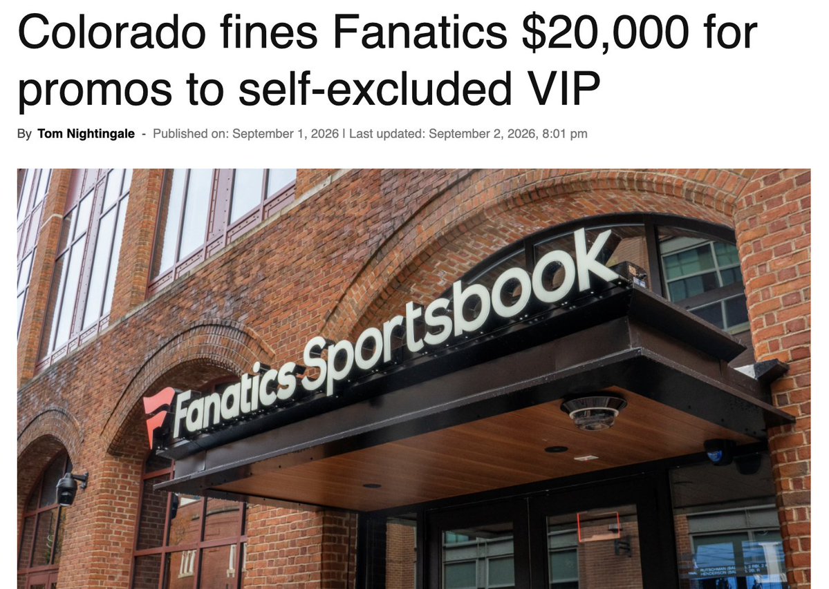CasinosTracker's tweet photo. A VIP user tried to self exclude.

Fanatics Sportsbook reached out anyways. https://t.co/USfIxgYLFB