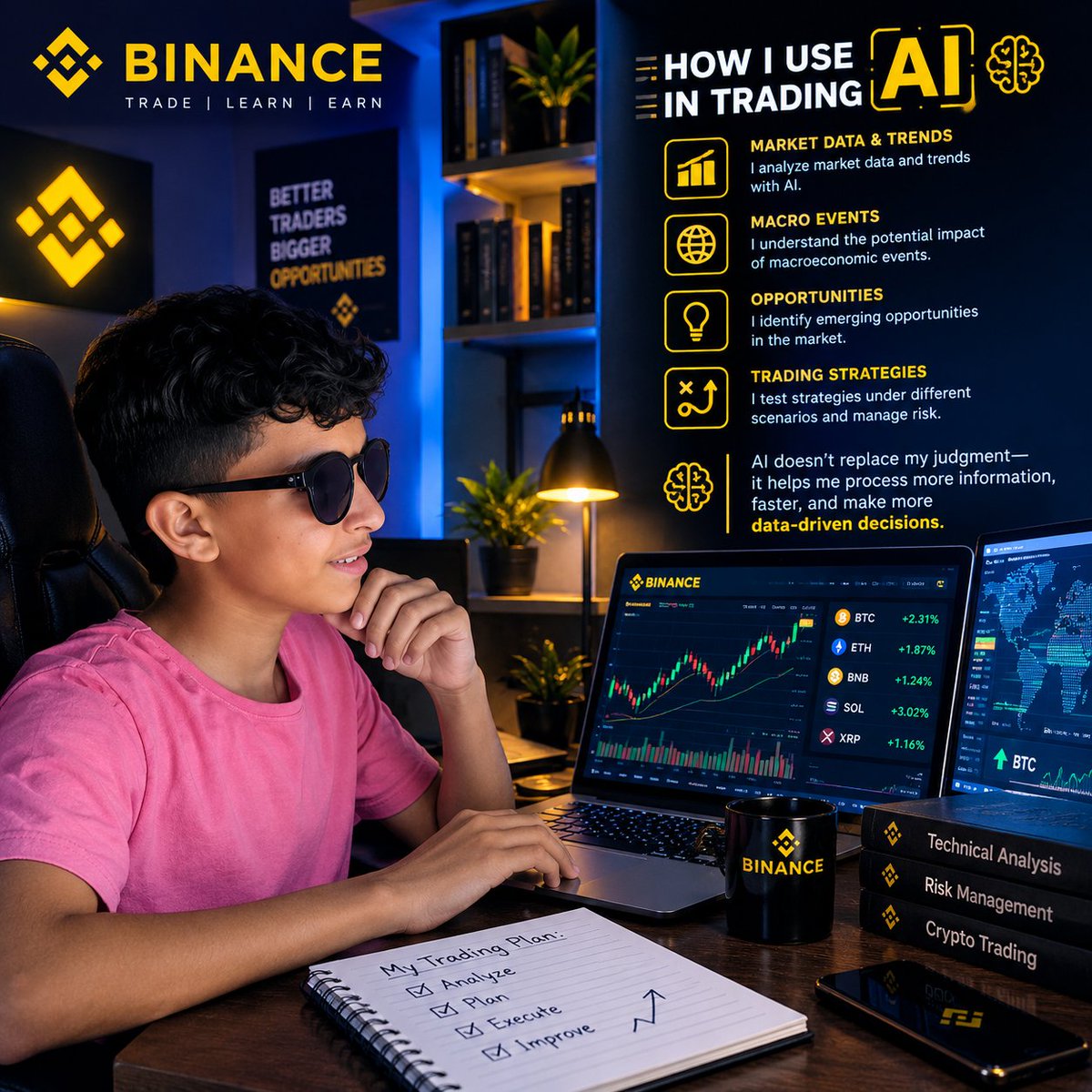 Nader_os74's tweet photo. @binance I use AI as a research partner, not a substitute for my judgment. I analyze market trends, macro events, opportunities, and trading strategies with AI. It helps me process more information, evaluate risks, and make data-driven decisions.
#binance https://t.co/8hhdWPs5m4