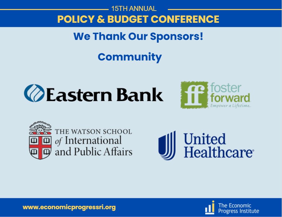 EconProgressRI's tweet photo. Thank you to our Leadership, Impact, and Community Partners for supporting EPI’s 15th Annual Policy &amp; Budget Conference!
 
We’re grateful for your partnership and support. https://t.co/R4eWnN9KWI