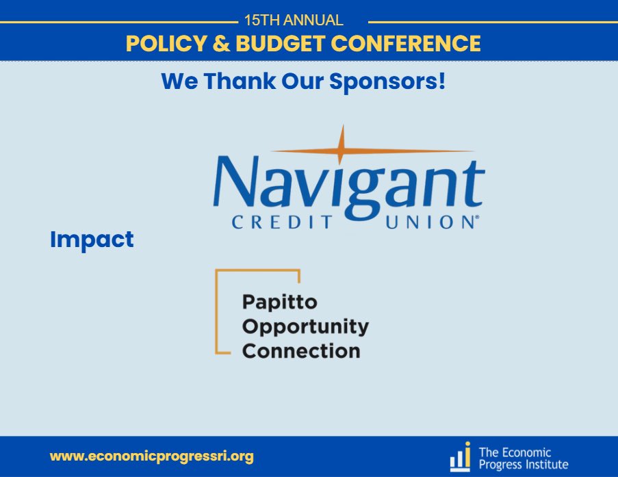 EconProgressRI's tweet photo. Thank you to our Leadership, Impact, and Community Partners for supporting EPI’s 15th Annual Policy &amp; Budget Conference!
 
We’re grateful for your partnership and support. https://t.co/R4eWnN9KWI