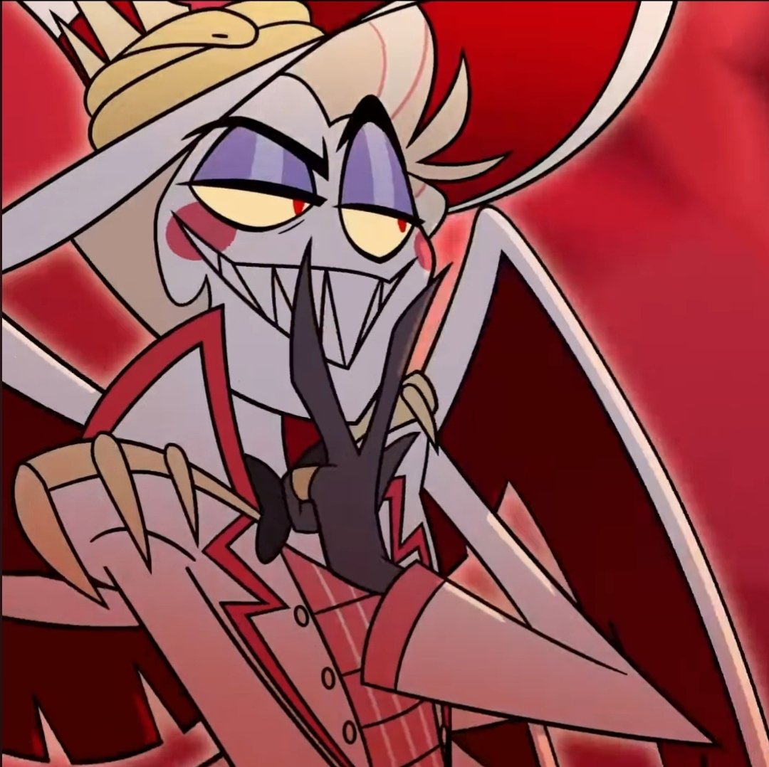 Alastorsfluffy's tweet photo. I love how Alastor knows exactly how to play into the "seduction role" to get what he wants but ik as soon as Lucifer genuinely flirts back Alastor will short circuit. #radioapple #Bambilu https://t.co/jJ53poVFXf