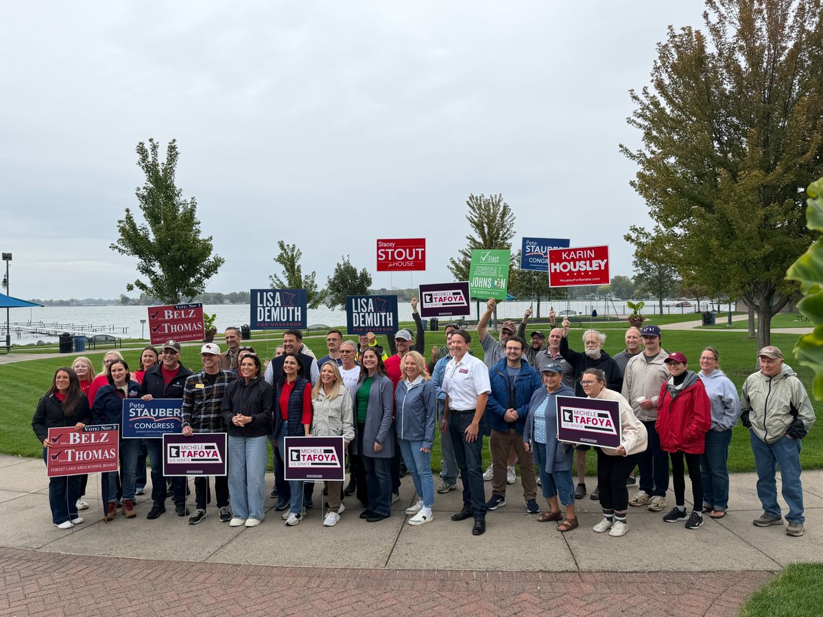 Michele_Tafoya's tweet photo. Campaigns are built on people showing up and talking to their neighbors.

It was great to be out in Forest Lake today alongside @PeteStauber, @RyanDWilsonMN, @KarinHousley, @MarkkoranMN, and candidates across the ticket.

38 days. One goal. Let’s make every day count! https://t.co/8JGcz5DzyY