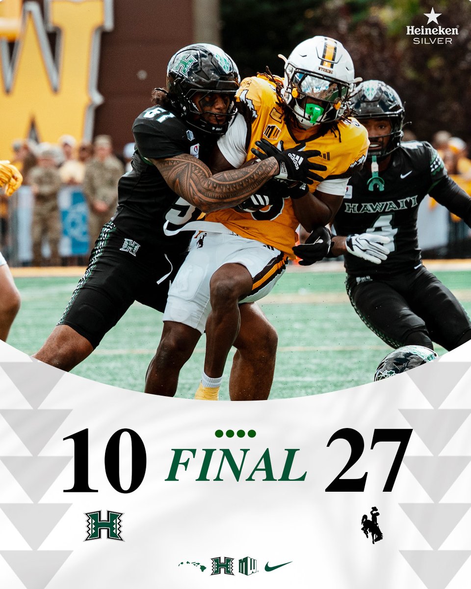 HawaiiFootball's tweet photo. Final from Laramie.

#BRADDAHHOOD x #GoBows https://t.co/kfEox05YhY
