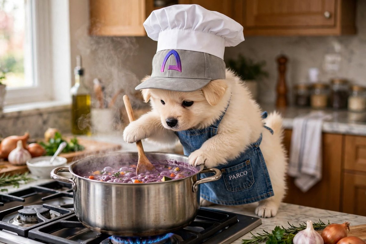 Parcocoin's tweet photo. The kitchen is open.
The pup is already cooking.
$Parco https://t.co/sSzQAYHBNW