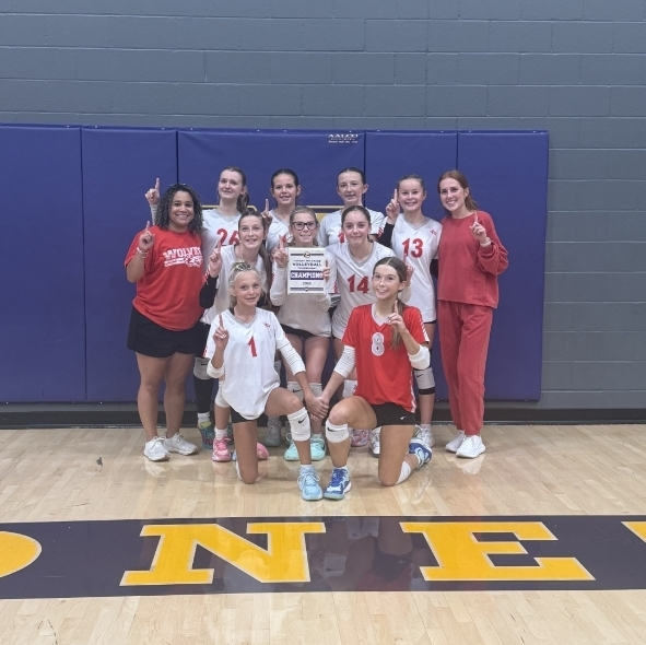 ReedsSpringMS's tweet photo. Our 8th grade VB team completed the sweep of Monett Tournaments!  Last week our 7th graders were champions and today, the 8th grade returns home as champions themselves!
#GoWolves https://t.co/cbFJqLKzSM