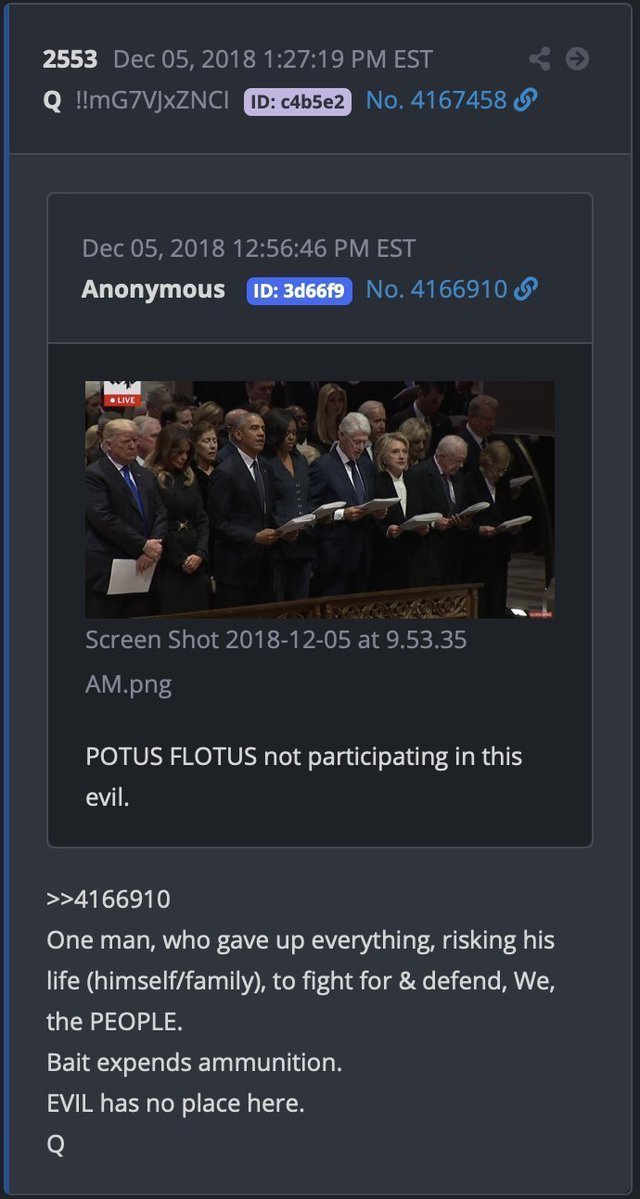 Back4TheStorm's tweet photo. How 'bout them apples ... Got/shared Bush funeral comm earlier &amp; then POTUS shares a vid w/ Bush's funeral. https://t.co/WVxof4JonD
