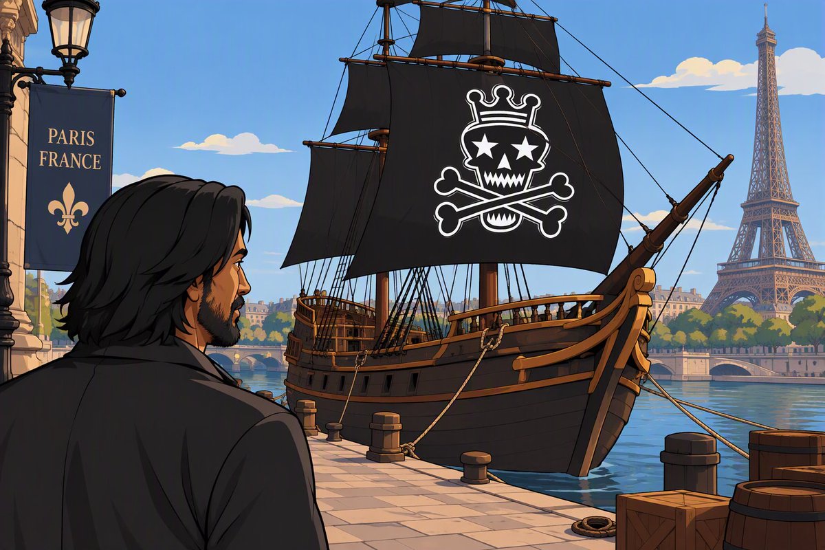 ARIKANARCH's tweet photo. Doing a little sightseeing around Paris…

…wait a minute…I used to know a guy that drove a ship like that…

…poorly…but still. 

Wonder what he’s doing around here? 

#ONSTRANGERTIDES
#SWAcrossThePond https://t.co/LHDSyOxiAF