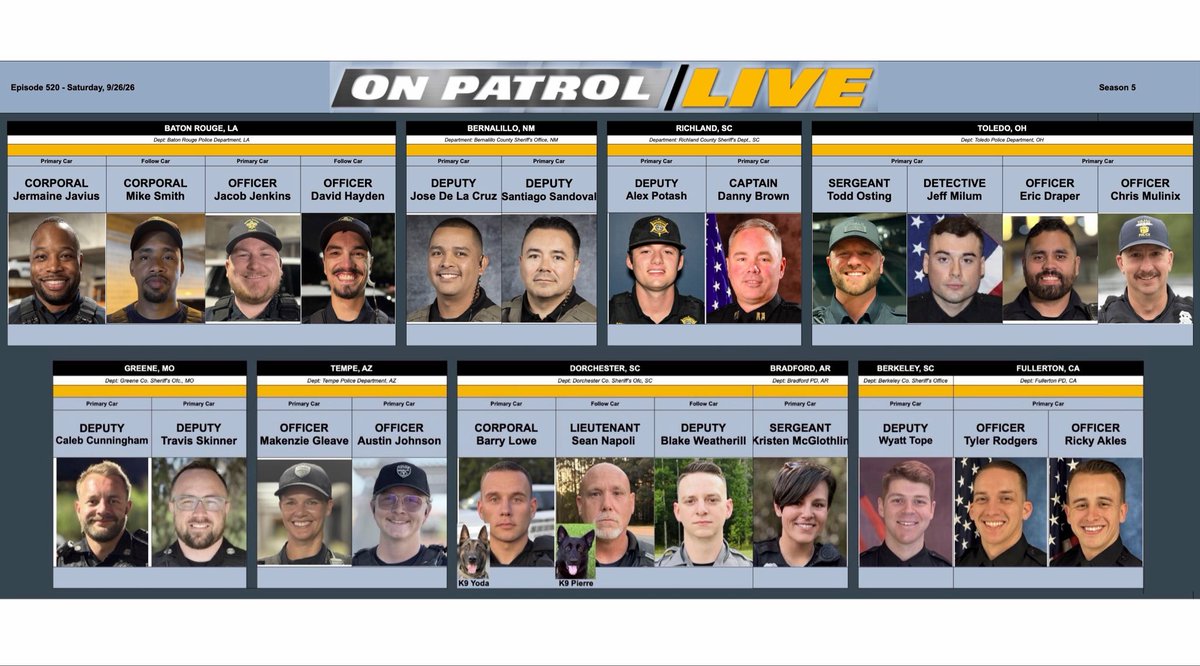 danabrams's tweet photo. Here are the officers we are following live tonight. #OPLive https://t.co/rXW2vgyh3w