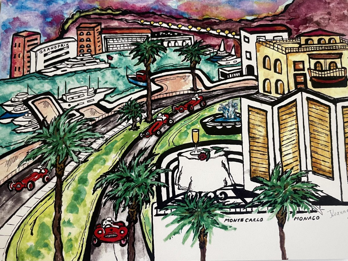ChampagneSails's tweet photo. GRAND PRIX MONACO-MONTE CARLO CARD-Formula One Racing-Original Watercolor-Dianna https://t.co/VVd37nDD0q https://t.co/pmGYEsTgIk