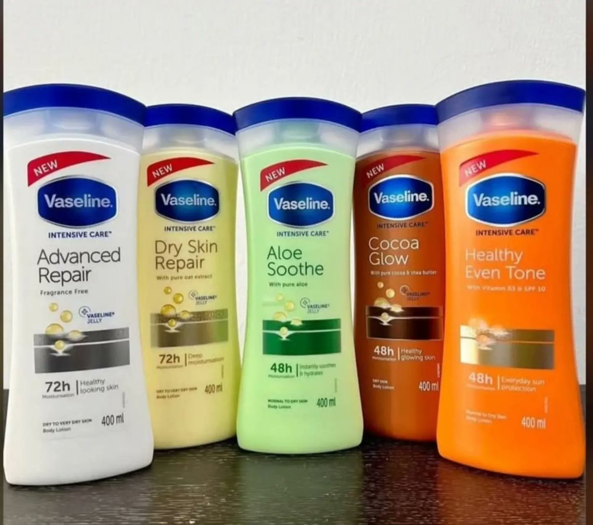 TemikaDayan's tweet photo. Your skin deserves special care! Choose the Vaseline Intensive Care formula that suits you—for daily moisture, softness, and a healthy-looking glow. Advanced Repair 
Aloe Soothe 
Cocoa Glow 
Healthy Even Tone 

Healthy skin, visible beauty! https://t.co/rxwR765PG0