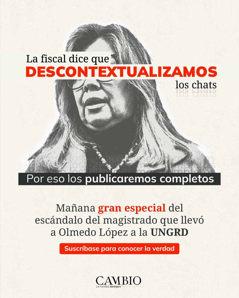 estoescambio's tweet photo. #ElPadrinoDeOlmedo | Aunque la fiscal general dijo que no habían pruebas para investigar el rol del magistrado Vladimir Fernández en el caso de la UNGRD, los chats que revelará CAMBIO muestran lo contrario.

MAÑANA podrá explorar nuestro especial interactivo como si tuviera el celular de Olmedo en sus manos.

Suscríbase a CAMBIO para conocer la verdad: https://t.co/PGeoocungg