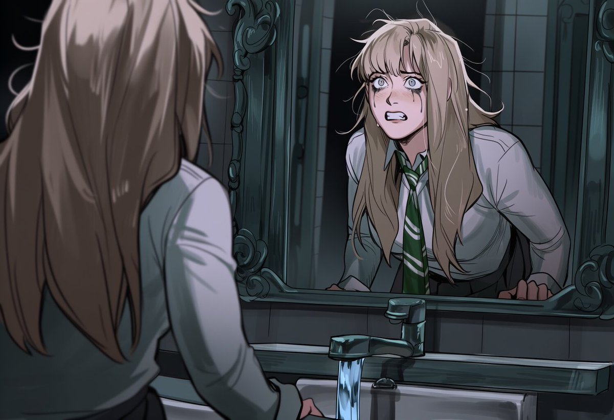 theexileddraco's tweet photo. Yup, a generation of male viewers would've dropped Hermione and shouted "I'll save her!" for FemMalfoy in this scene. https://t.co/r7HWxWt9Tc