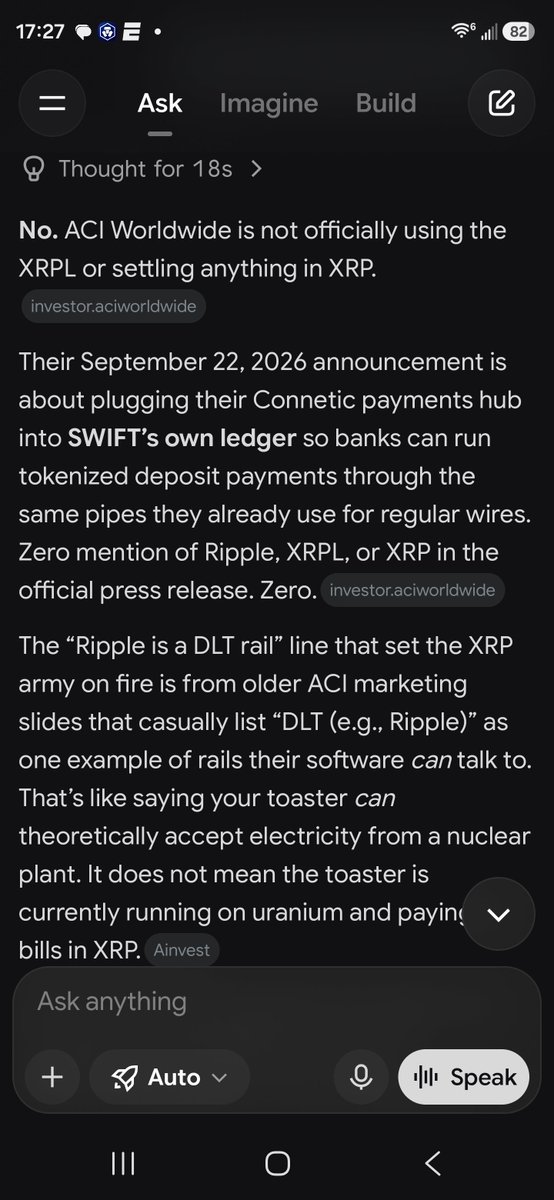 76Gnostic's tweet photo. Yeah ran it through Grox  and thosbit what it spit out. Find a new crypto source. They are leading you into holding the bags for Ripple to get your money as long as they can dumping XRP into the market.  RLUSD makes them way more money and once they release all the XRP into the market they will have to run their business without the safety of being able to sell XRP.