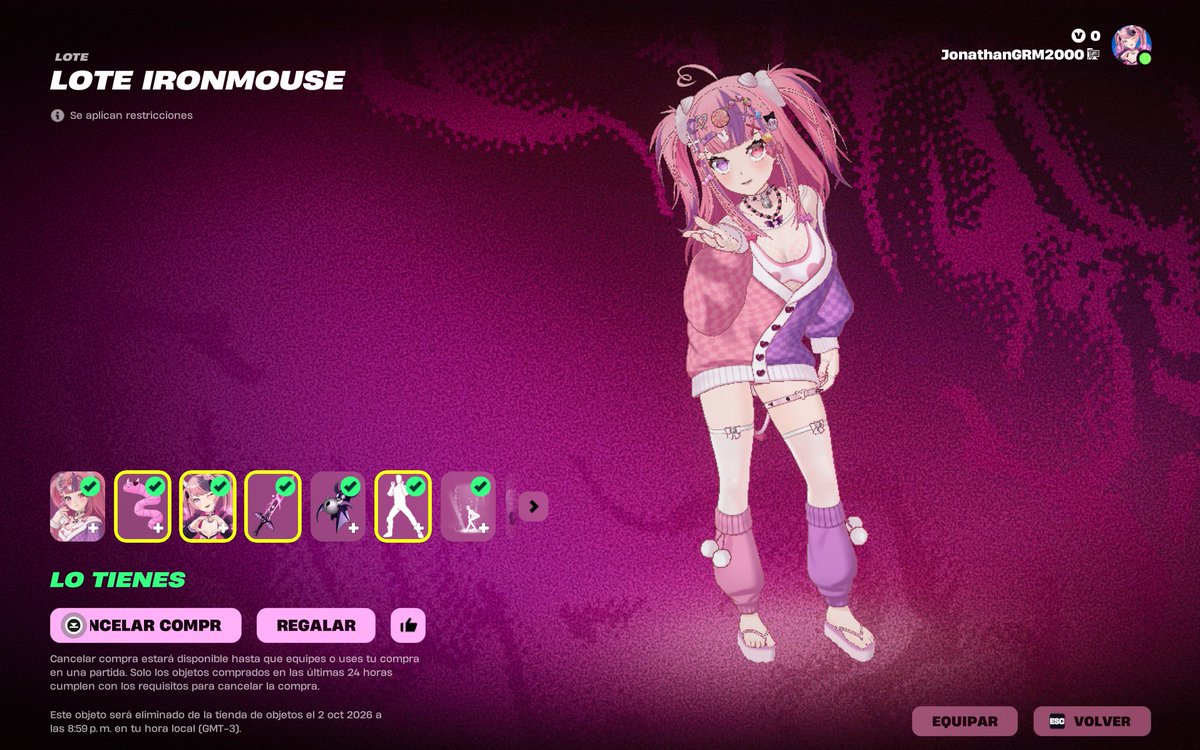 JonathaGRM2000's tweet photo. Tengo 20 años. 

Me compre el lote de ironmouse en fortnite

No "padres ricos". 
No "tuve suerte".  

Me puse una meta y la alcancé.

Disciplina, conciencia y prioridades. https://t.co/AaONPvan0a