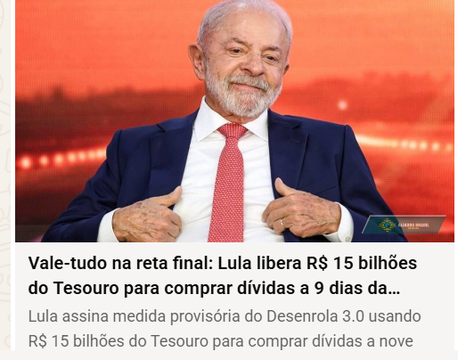 RoseCarvalhoTe1's tweet photo. Lula assina medida provisória do Desenrola 3.0 usando R$ 15 bilhões do Tesouro p comprar dívidas a 9 dias da eleição de outubro. 

Usar dinheiro público p comprar dívidas privadas na reta final de uma eleição exige muito mais explicação e transparência. https://t.co/q3SF17M4jE