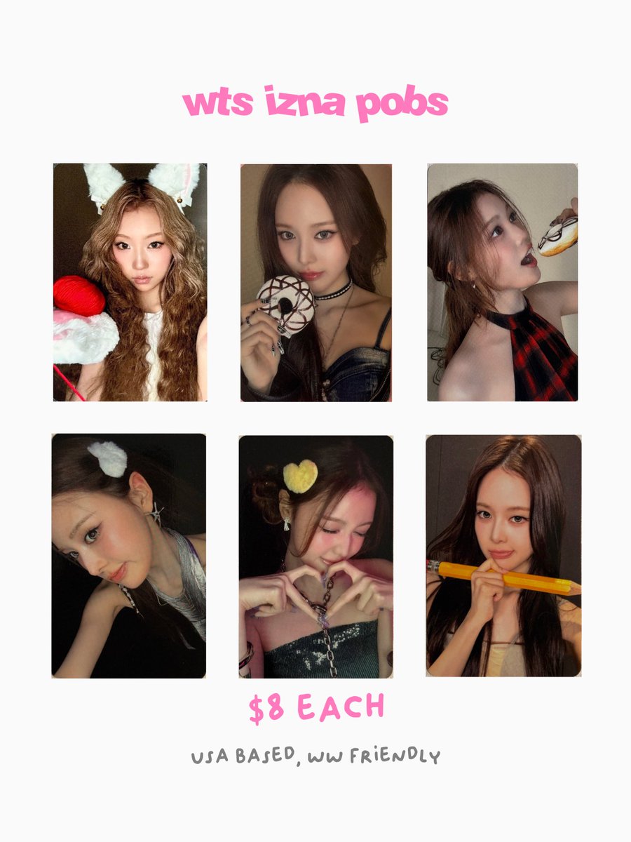 angelkittykoko's tweet photo. selling these items on my ig: hrtqttack 🙂‍↕️

wts izna mai jeemin koko sarang jungeun saebi #izna #이즈나 https://t.co/VYOUdJLBTI