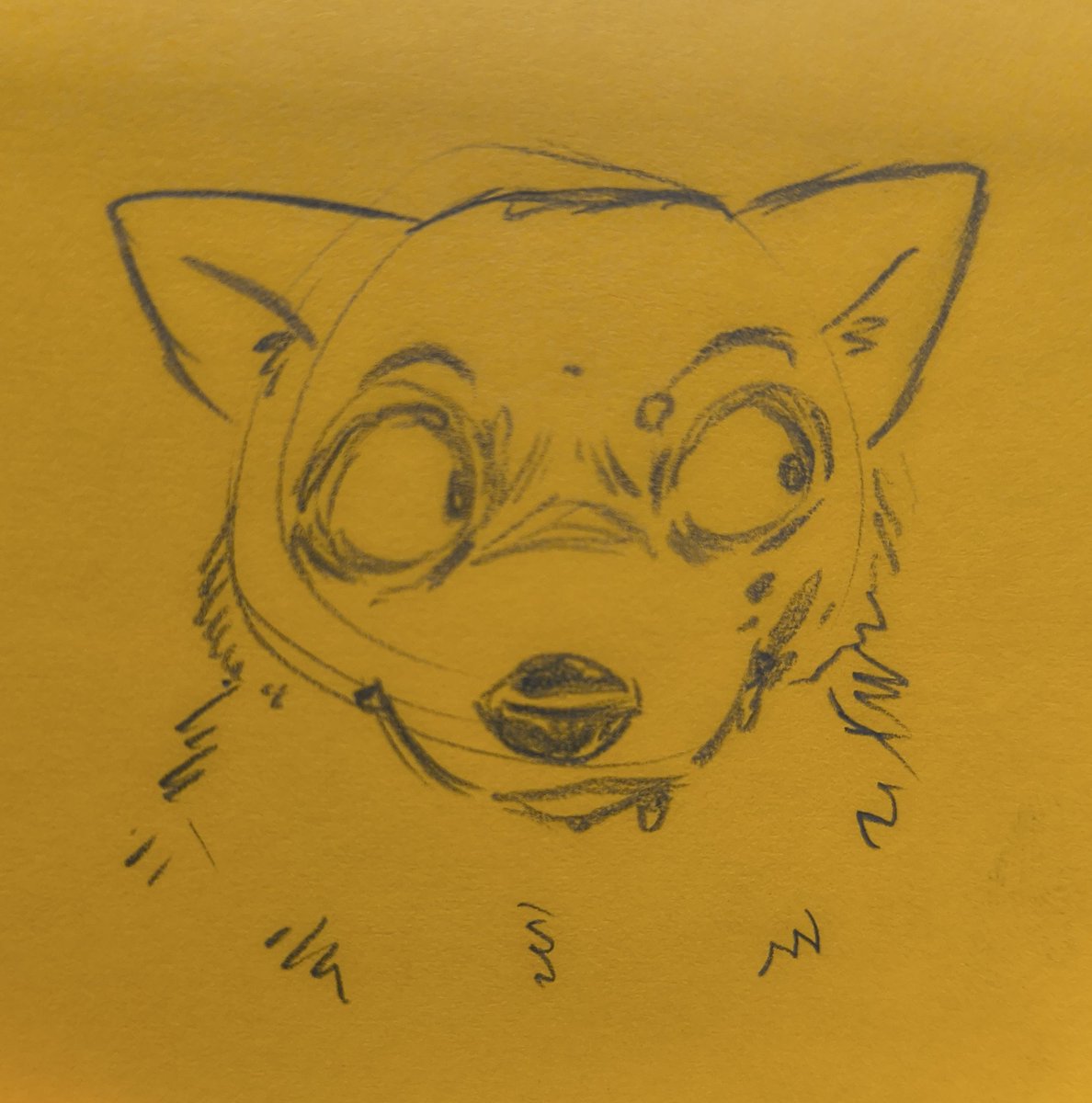 SaltedServal's tweet photo. Got bored at work and doodled the fucked up Minecraft wolf on a sticky note https://t.co/tXffxKbG1v