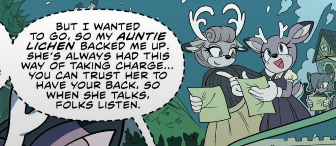DBlueshi's tweet photo. “She’s always had this way of taking charge.”
Meaning that trait must’ve even carried over into when Aunt Lichen was mind controlled. 
Cuz she did seem concerningly dismissive towards her own niece in the previous issue. 
Blackwood, you scheming bastard. https://t.co/8N71I0CEJe