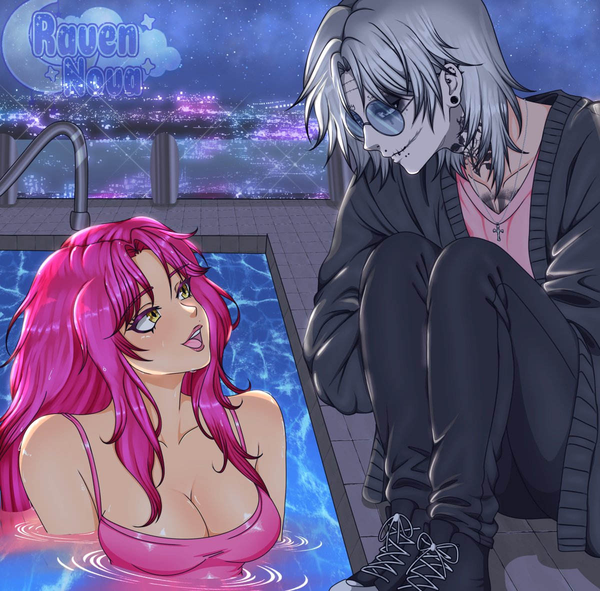 RavenNovaa's tweet photo. Finally finished my fanart for Vivi and Damien's pool date hehe ☺️💜

i hate drawing backgrounds though, oof

#gtarp #nopixel #viviennevegas #damientinkerman https://t.co/vLTcvYT1Dk