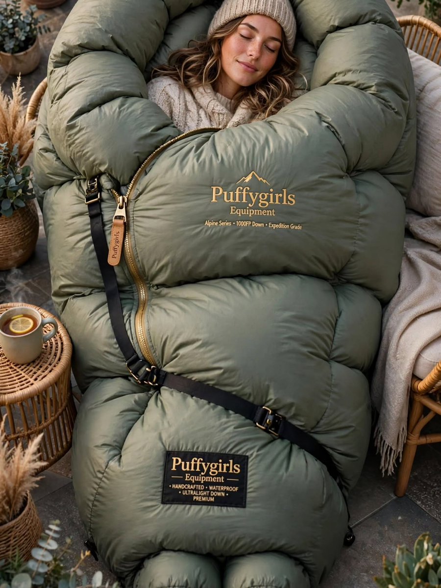 Marchtin85's tweet photo. Sleeping bag girl in a puffer jacket. PuffyGirls Equipment. Love our pictures? Don’t forget to like and follow @puffyjacket for more content. Thanks! https://t.co/Zv8ZiWqBX5