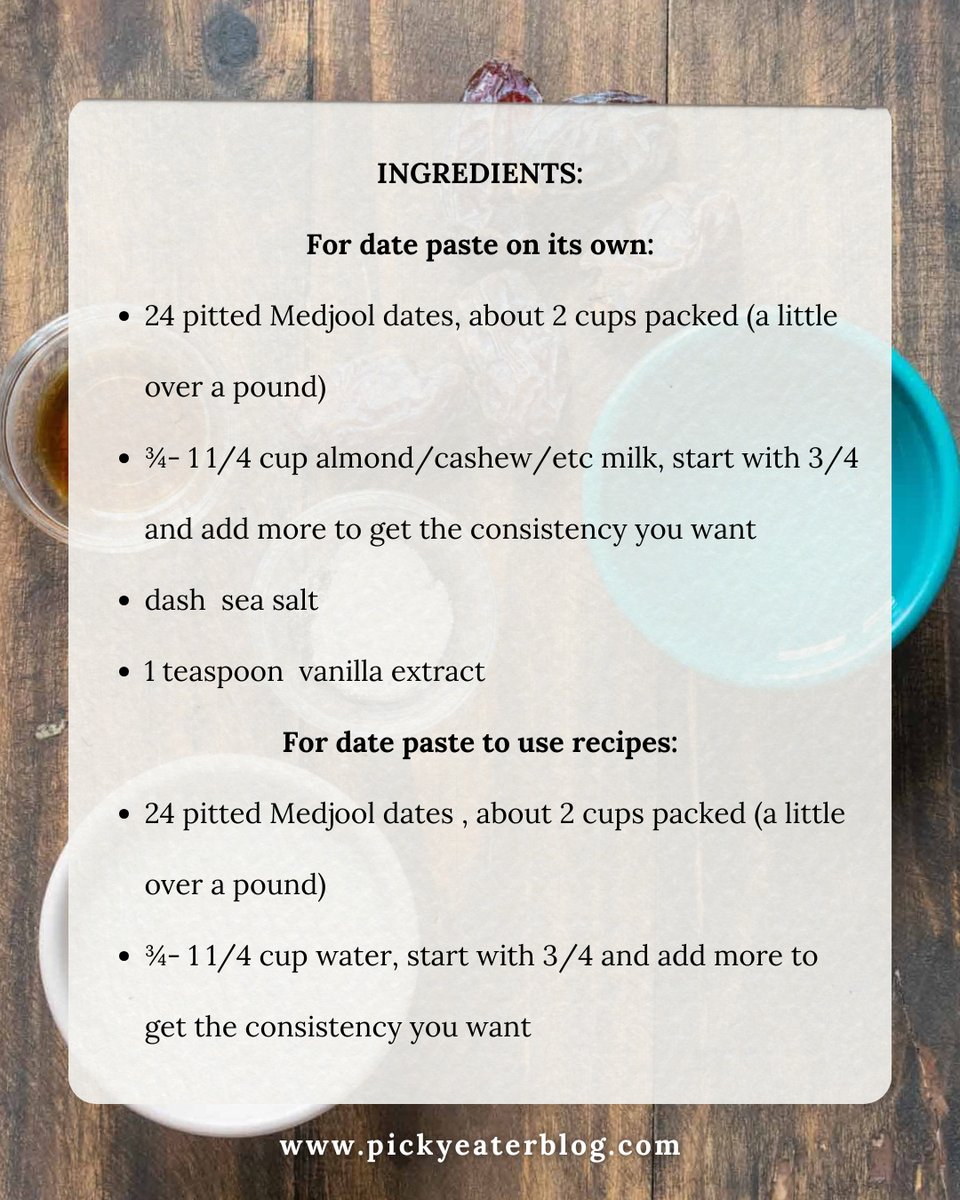 AllegraRipeudx's tweet photo. This healthy date paste is a favorite homemade staple! Made with Medjool dates, vanilla, and salt, it becomes a thick, naturally sweet caramel-like paste in just 5 minutes. Add it to smoothies, oatmeal, cookies, desserts, or spread it on toast. A https://t.co/OeegyYjW9i