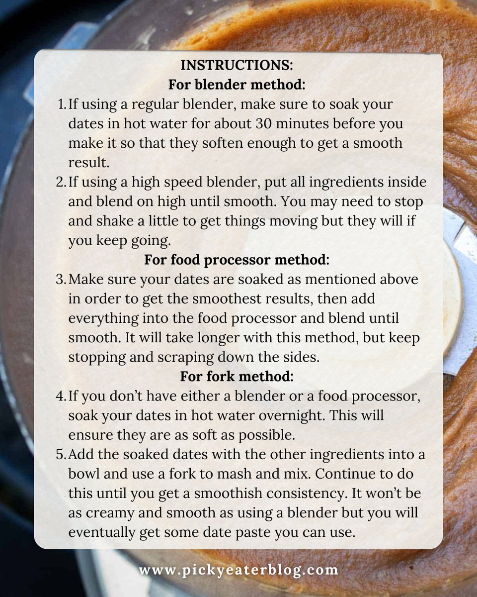 AllegraRipeudx's tweet photo. This healthy date paste is a favorite homemade staple! Made with Medjool dates, vanilla, and salt, it becomes a thick, naturally sweet caramel-like paste in just 5 minutes. Add it to smoothies, oatmeal, cookies, desserts, or spread it on toast. A https://t.co/OeegyYjW9i