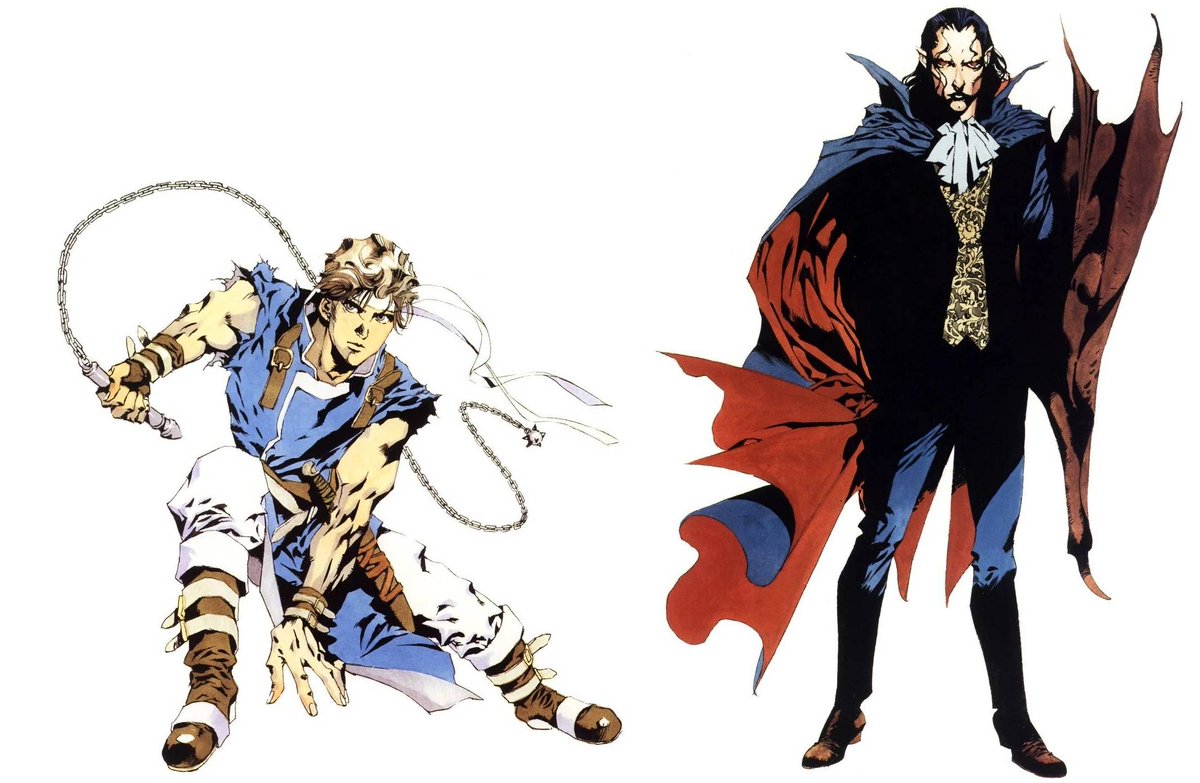 Emppixel's tweet photo. Tried to bring Richter's and Dracula's sprites closer to the Akihiro Yamada key art for Dracula X. https://t.co/j3LZIkmzjI
