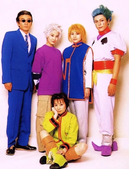 HxH_Content's tweet photo. The main cast of the 1999 anime didn’t just voice their characters, they played them on stage too.

Gon, Killua, Kurapika, Leorio and Hisoka’s original voice actors all physically portrayed their characters in the 2000 Hunter x Hunter musical. https://t.co/lBnvWA9Igg