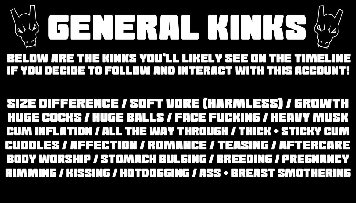 DIGIMXLF's tweet photo. These are my kinks and limits.

Both are from my old Pokémon account I don’t use much anymore so the kinks are probably a tiny bit inaccurate.

Still better than nothing for another whole year am I right? https://t.co/8BrYlY8jwQ