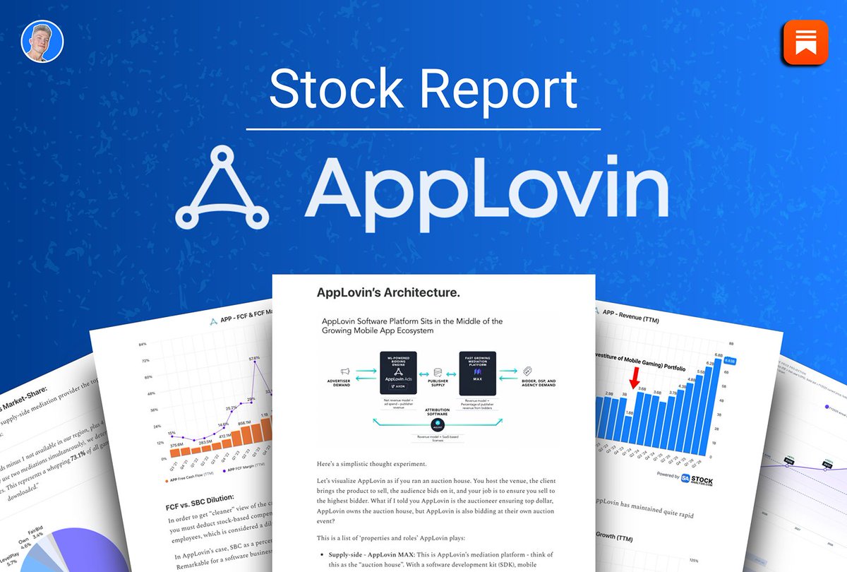 wealthmatica's tweet photo. AppLovin: My Investment Thesis

$APP is the advertising channel that CMOs are hiding from their competition - I'm not kidding.

I dive into the following...

- Technological Architecture.
- The Value Proposition.
- AppLovin's MOAT.
- Examples.
- Charts.
- RISK.

These papers are always free. So please subscribe and enjoy!

Substack Link: https://t.co/613J8iOO41

Cheers,

Nick.