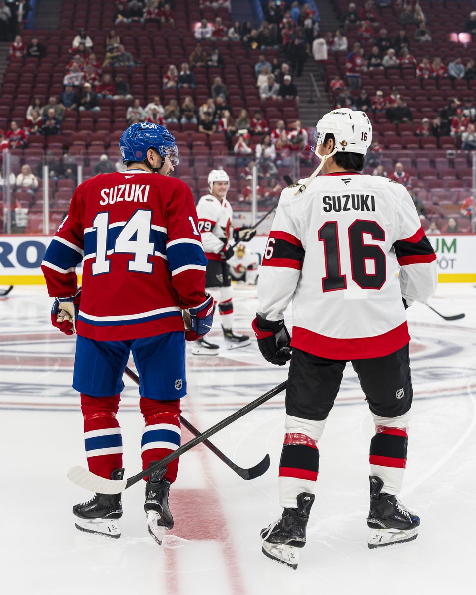 CanadiensMTL's tweet photo. Les frères Suzuki s'affrontent pour une première fois en uniformes de la LNH

The Suzuki brothers are going head-to-head for the first time in NHL uniforms

#GoHabsGo | 📍 MTL https://t.co/T8yE6CX8b5