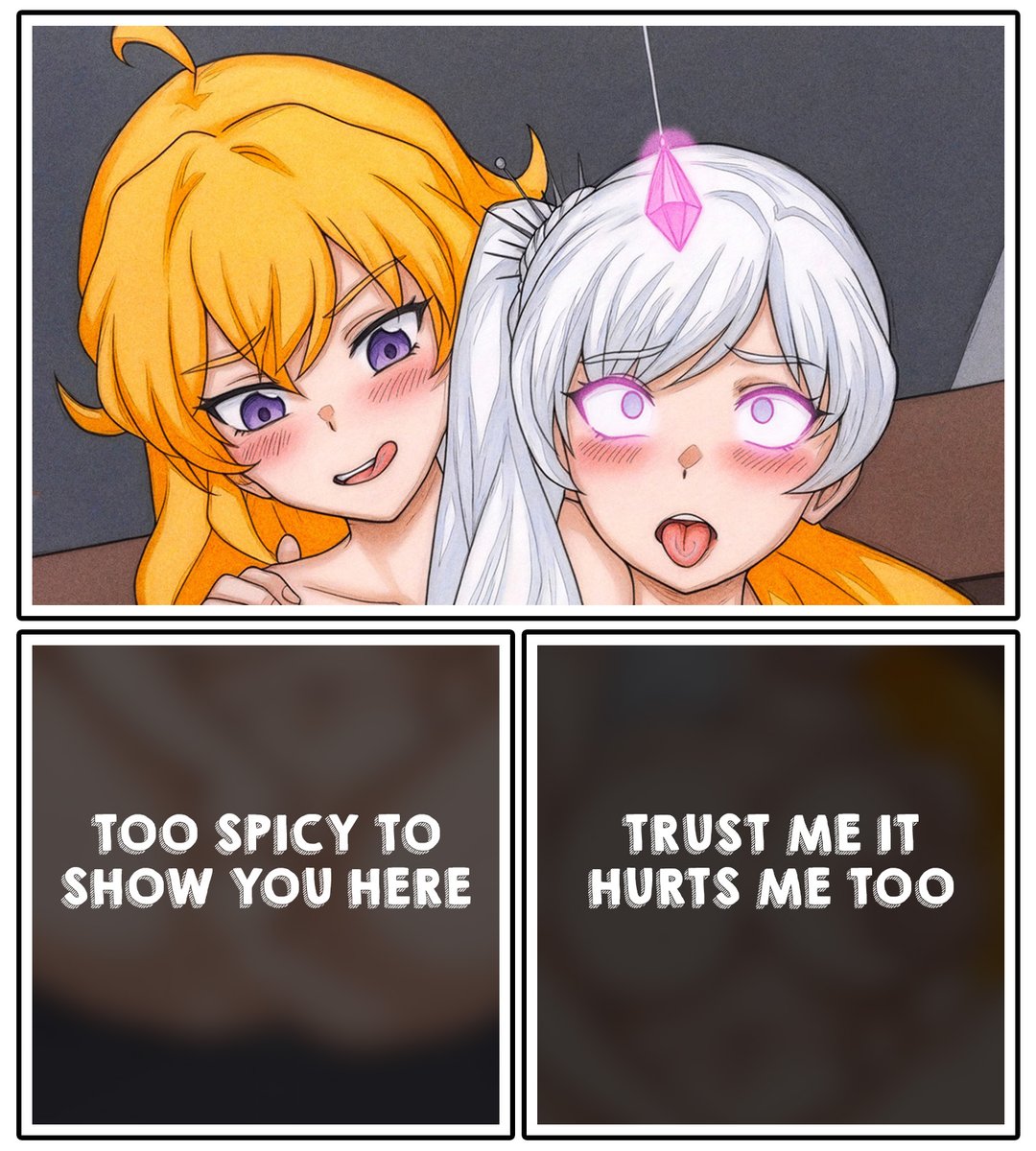 ivatent's tweet photo. Remember when Ruby mesmerized Weiss with their favorite crystal? Yang wanted to get in on some of that action for herself~

I wish I could show you the rest here. Check my reply below to see how deep her trance actually goes~

#RWBY #freezerburn #hypnosis https://t.co/lvZOCt9HYA