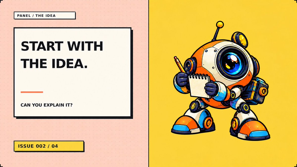 panel_app's tweet photo. First, the idea.

Our one-eyed reporter has a notebook full of questions: What is being built? Who is it for? Why should it exist?

A launch should make that answer easy to find. https://t.co/mjykTcMpvv