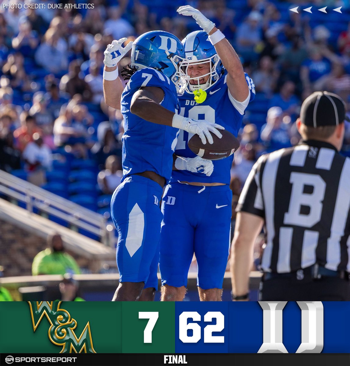 SRBlueDevils's tweet photo. BLUE DEVILS WIN!!! Duke Football dominates William &amp; Mary to improve to 4-0!! https://t.co/uOkznhQLgz