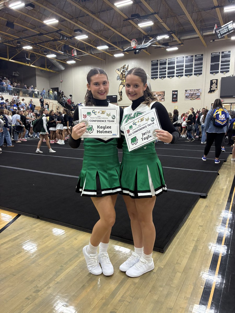 YHSTigerCheer's tweet photo. Congratulations to junior Kaylee Holmes and senior Josie Taylor on earning all-conference honors! Your teammates and coaches are so proud of you!! #BuiltToRoar #HHC https://t.co/8WHzdDTpr8