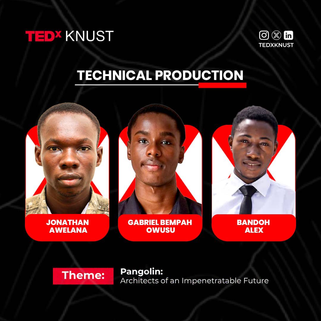 tedx_knust's tweet photo. MOMENTS CAPTURED.
NOW WATCH THEM BE POWERED. 🔊

Introducing our Technical Production Team, the signal architects, the engineering pangolins.

They don't just produce. They translate ideas into sound that hits you, and an experience that holds you.

#TEDxKNUST https://t.co/vL3bwx65h7