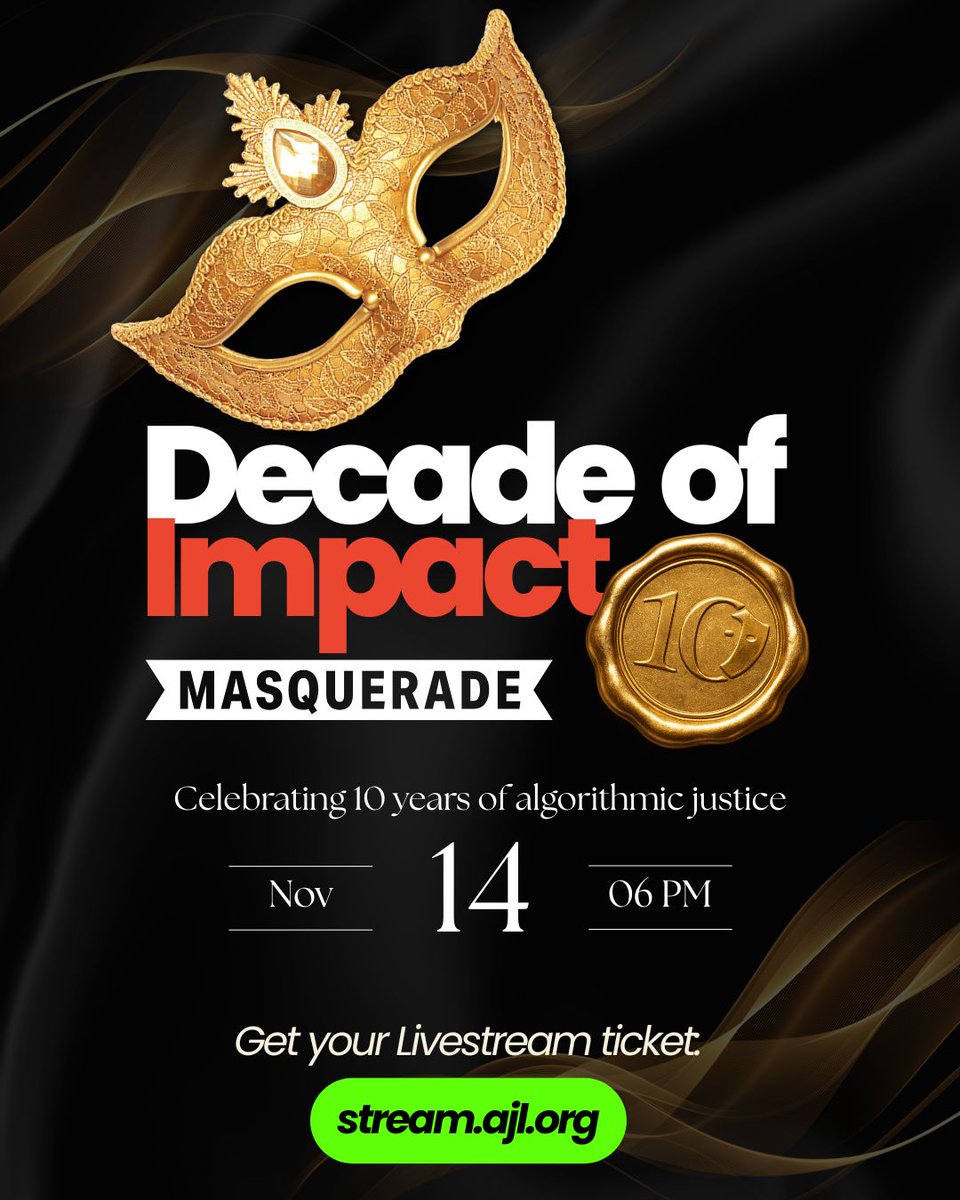 AJLUnited's tweet photo. Don't wait! Secure your digital ticket to the AJL Decade of Impact Masquerade using code AJL10 for 10% off before Sept 30. https://t.co/qXfKlw8JU3 https://t.co/YfqpMizwCV