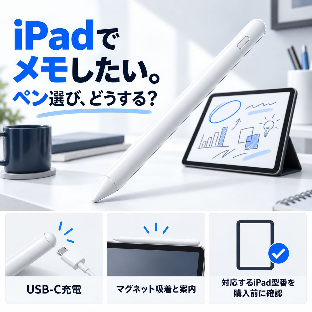 take52708's tweet photo. iPadでペン入��を試したいけれど、ペアリングや充電方式が面倒に感じる人向け。このMetapen製ペンはペアリング不要・USB-C充電と案内されています。対応モデルは事前に確認を。

https://t.co/LLbzANeQm4
#PR #iPad https://t.co/kewo5LODOm