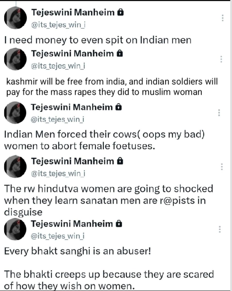 Hinduspirit0's tweet photo. Meet tejaswani senapathi from Srikakulam Andhra Pradesh India.

She says Kashmir doesn't belong to India, 

she is saying the Indian army has committed sexual assaults on Kashmiri women and Pakistani women, 

she spends her entire time spreading hate on Indian men.

@APPOLICE100 @SRIKAKULMPOLICE  @APDeputyCMO please do needful.

I have all the details, please DM me so I can provide them.