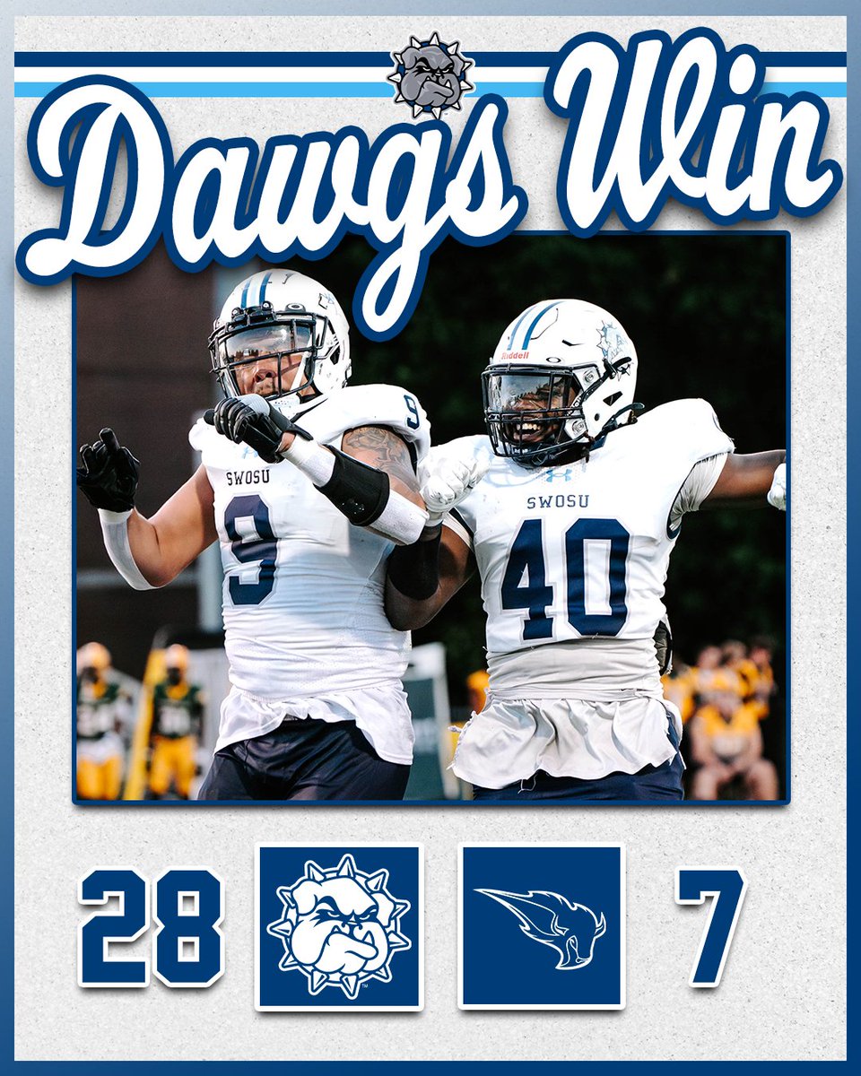 SWOSUAthletics's tweet photo. Defense, take a bow. What a performance. 💯

The Dawgs don't allow an offensive score in a road win at Oklahoma Baptist!

👏 https://t.co/fzlS1eg9hH
