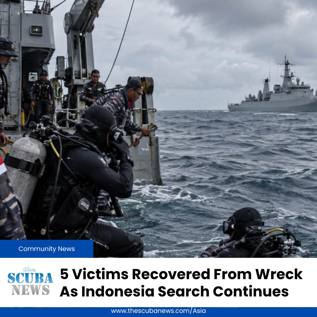 TheScubaNewsAS's tweet photo. Five more victims have been recovered by divers from inside Virgo Transport 8 as Indonesia’s search operation continues.

53 people are confirmed dead and 82 remain missing, with unstable sections of the wreck still inaccessible.

🤿 👉  https://t.co/tHKwAJK9pv https://t.co/ULFoBJY9Iv