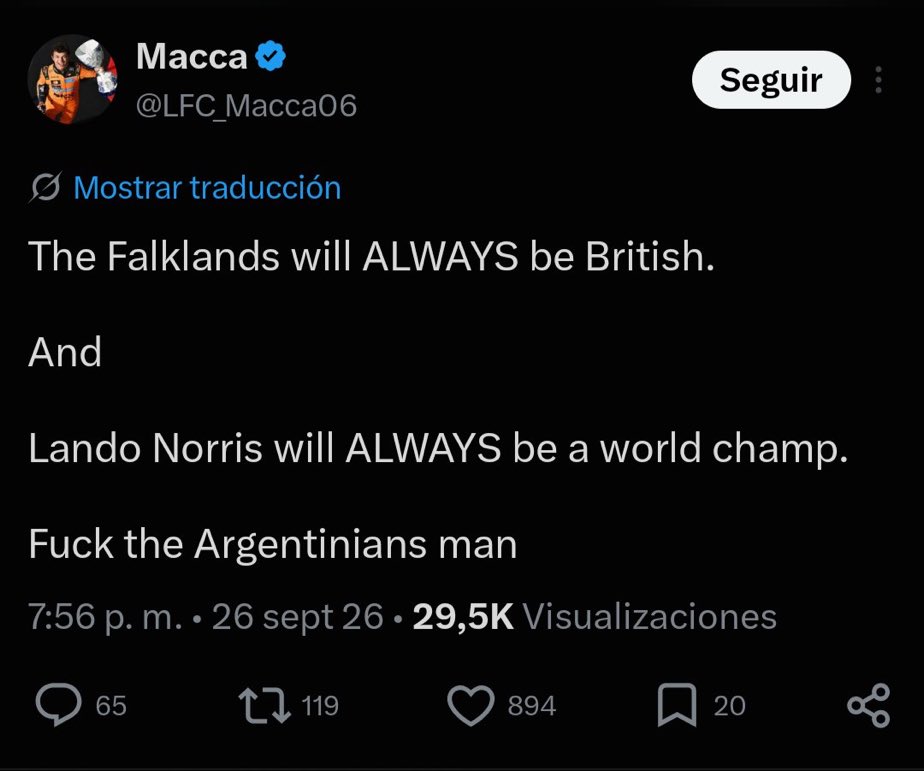 Juanito77ok's tweet photo. 900 likes on xenophobic hate post by a Brit, @Ben_Sulayem @fia https://t.co/CMimctmzVz