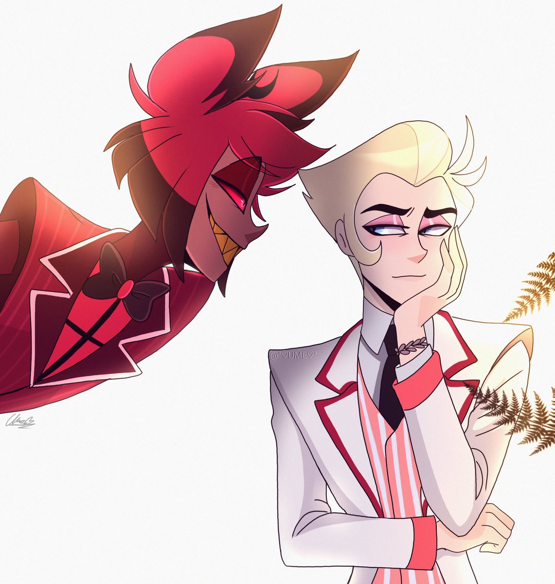 Rin987231's tweet photo. A quick sketch, not very detailed but something  🦆 

Alastor and Lucifer (human) 
In color or black and white, I like black and white lol 
#hazbinhotel #radioapple https://t.co/GJatyMzIZr
