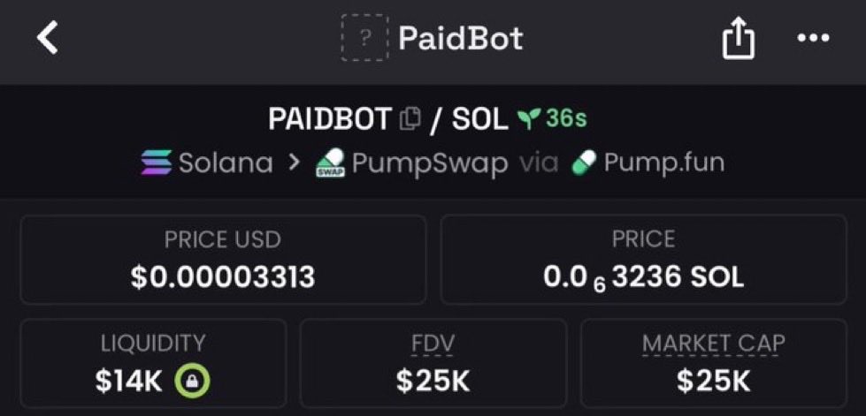 BullishCalls_'s tweet photo. 🔥BUY $PAIDBOT NOW!
Private TG Entry at $25k MCAP📊
Don’t snooze!🧏🏻‍♂️

CA: 4978aTN9W3CDuUREGxAQaBYqhPXt8142N4o4Sfgzpump
       
#Solana #CryptoGains #EarlyCalls   #Memecoin https://t.co/RO8Ea31fjQ