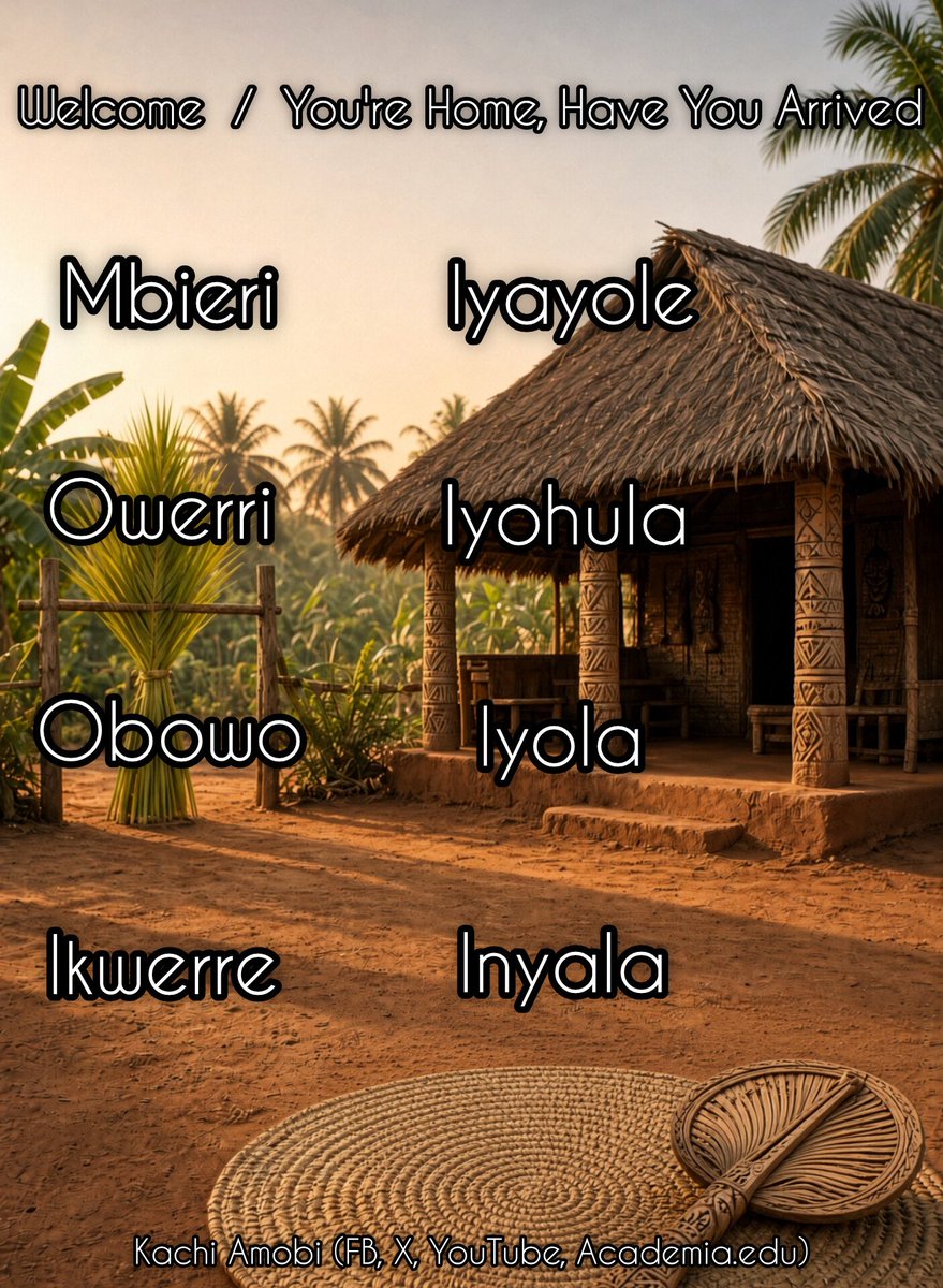 Kachi_Amobi's tweet photo. #LanguageDevelopment
List of welcome words in Igbo that show a sound shift from /l/ to /y/
The underlying sound/idea beneath these words is still Alua/Ilua, i.e., Iluala, Iluahula, etc
But /l/ dropped and /y/ replaced.
Kachi Amobi https://t.co/NIsmM1mUql