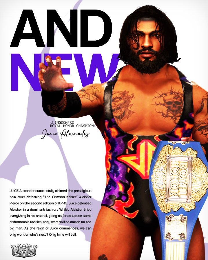 KingdomPro2K_'s tweet photo. What a Dominant Victory!!

#ANDNEW Royal Honor Champion!!

Juice Alexander

#WWE2K #CAW #KINGDOMPRO https://t.co/7axnyAtdLb