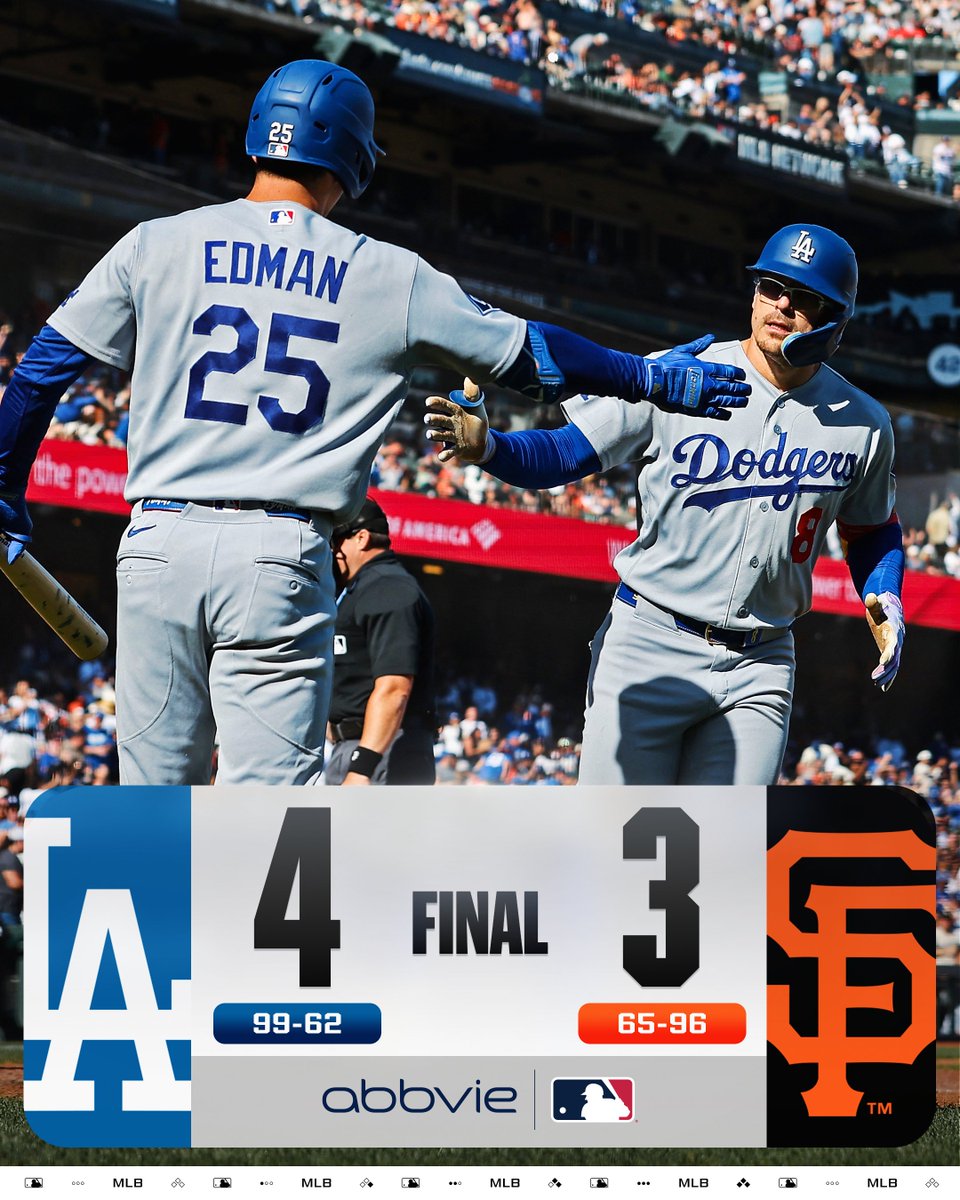 The @​Dodgers take the first 2 games in San Francisco! 

(MLB x @​AbbVie) 
 [📷](https://pbs.twimg.com/media/HTLagPpXMAAAjWL.jpg) https://pbs.twimg.com/media/HT