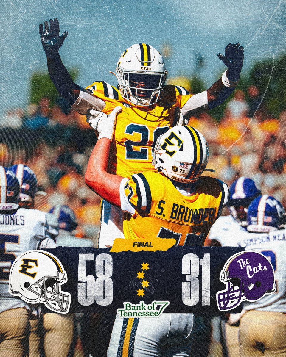 ETSUFootball's tweet photo. down go the Cullowhee kitties 

#GoBucs | #BUCkleUp https://t.co/ys6A5JMwWY