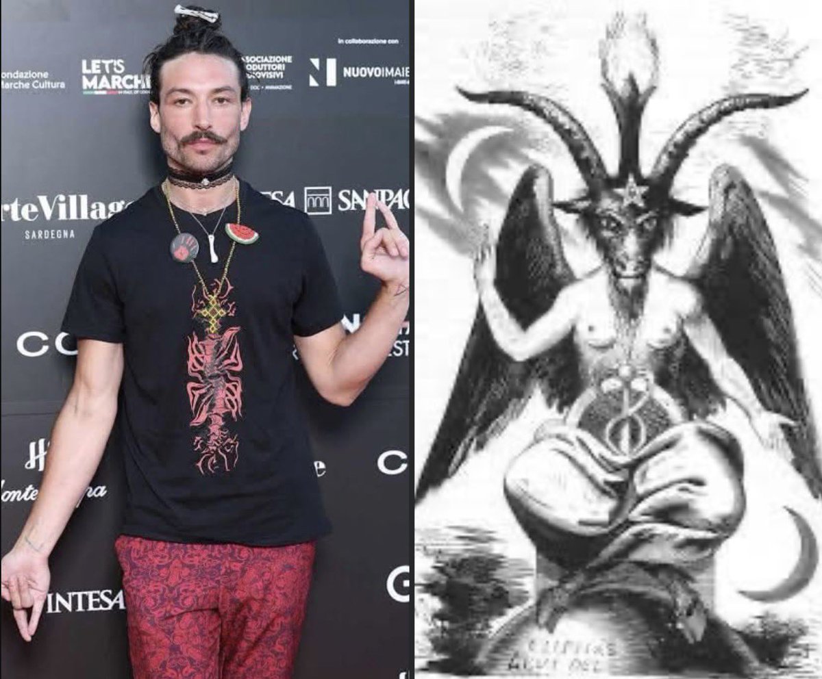 DanielGilr44222's tweet photo. Another Baal worshipper, a.k.a. Ezra Miller. They love their G✡️Y symbolism 🤡. https://t.co/uEQdLSMf6V