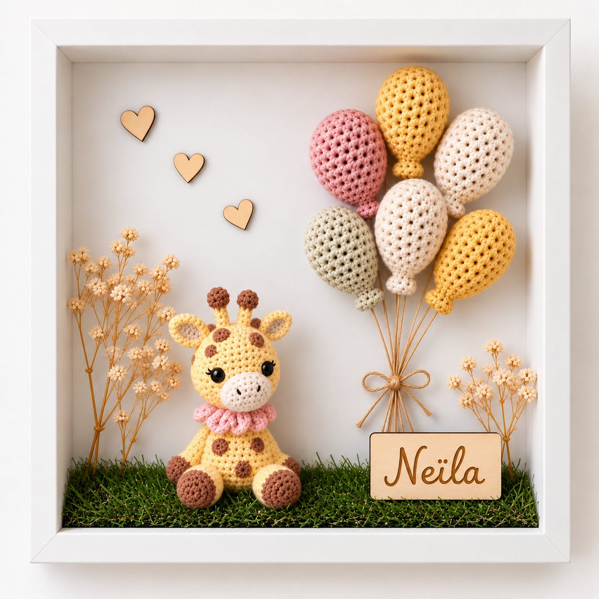 lafeecrochet's tweet photo. Voici un cadre 25×25 cm pensé comme un petit souvenir à garder dans la chambre de bébé. Le prénom et l’animal peuvent être personnalisés selon vos envies. Vous choisiriez plutôt une girafe, une licorne ou un canard pour un cadeau de naissance ? 
#CadeauNaissance https://t.co/klLTqaCADx